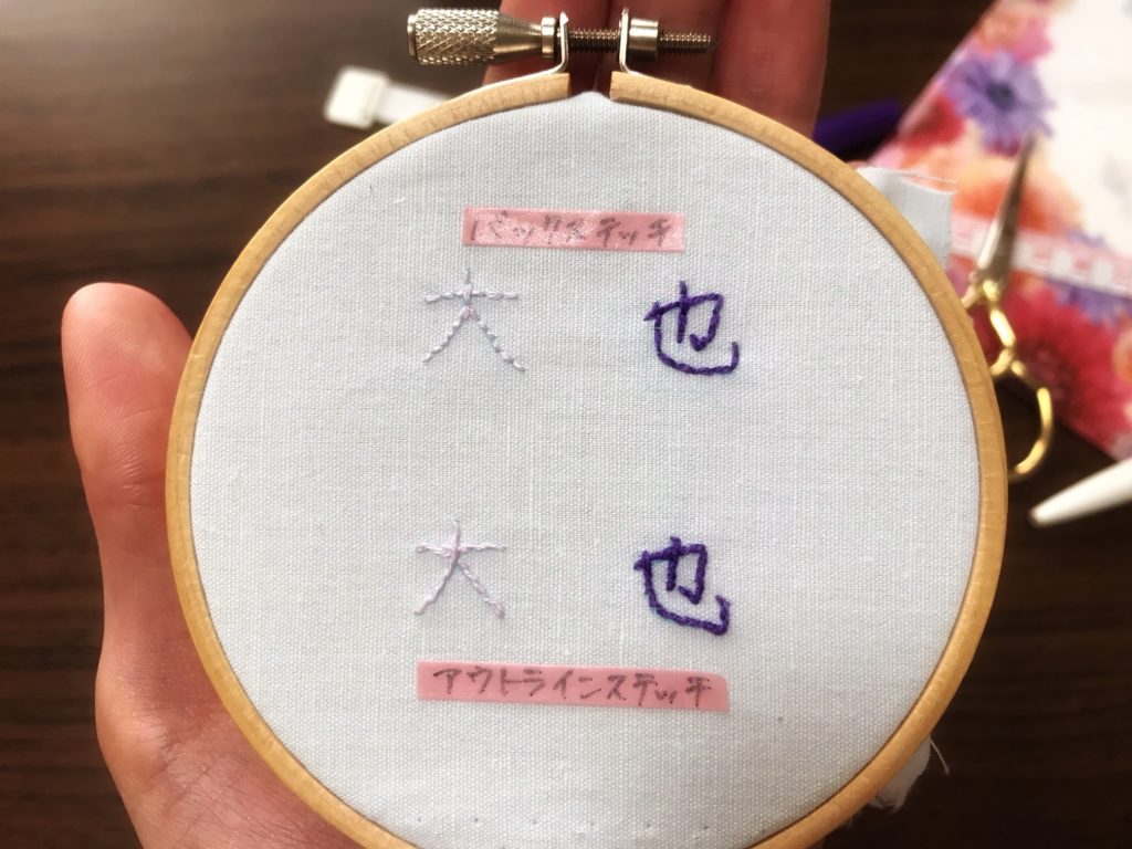 刺繍　漢字　名前　文字